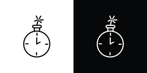 Time bomb with clock icon in black. flat graphic vector icon