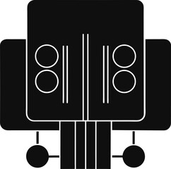 Minimal black stereo speaker icon for tech sound system audio equipment and music technology theme