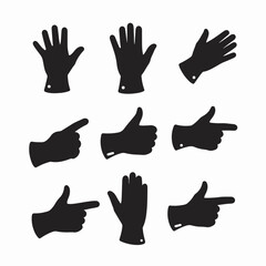 Hand gestures silhouettes collection isolated on white background