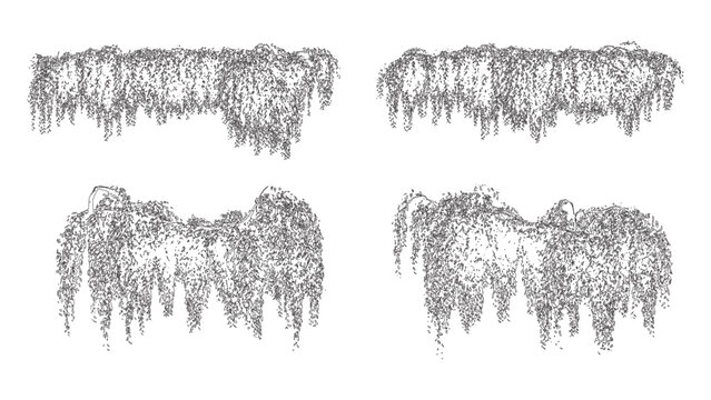 Curved Bushy Hanging Vines Vector Set