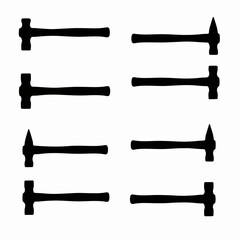 Hammers variety equipment tool craft carpentry icons