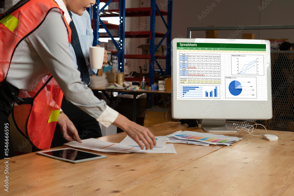 Poster spreadsheet document information financial startup concept. data and graphs in spreadsheet documents