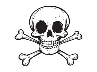 Skull and Crossbones Outline Style