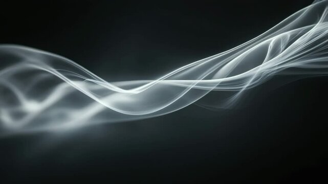 Abstract Grey Wave Flowing on Dark Background