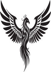 Majestic Tribal Phoenix Tattoo Design – Mythical Firebird Artwork for Men & Women, Bold Black Ink Symbol of Rebirth, Power, and Spiritual Transformation