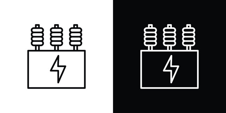 Transformer icon in black. flat graphic vector icon