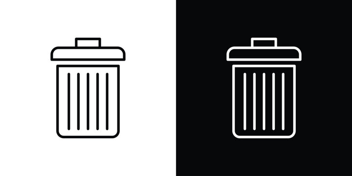 Trash Bin icon in black. flat graphic vector icon