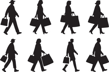 Silhouette illustration of people shopping