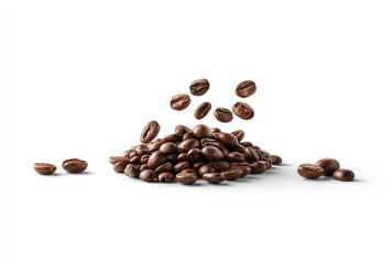 Obraz premium Floating Coffee Beans Isolated on White Background Clipping Path