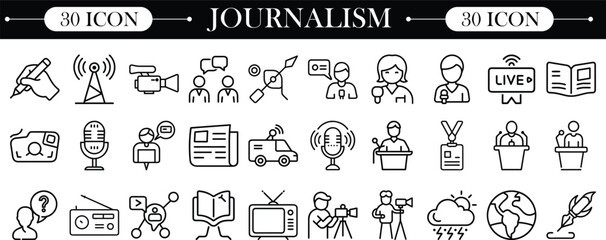 Journalism line icon for graphic design or web design