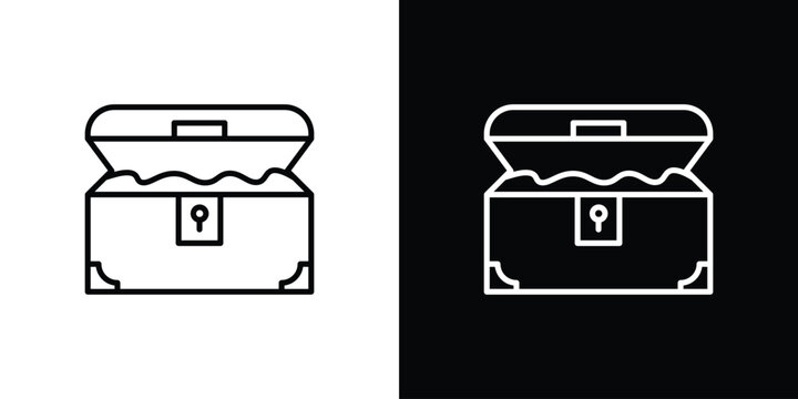 Treasure chest icon in black. flat graphic vector icon