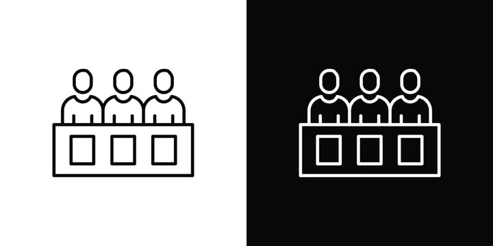 Trial by jury icon in black. flat graphic vector icon