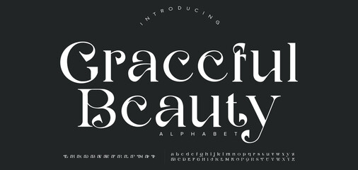 Elegant alphabet letters font logo classic minimal fashion designs. Typography modern sans fonts and number for logo brand. vector illustration