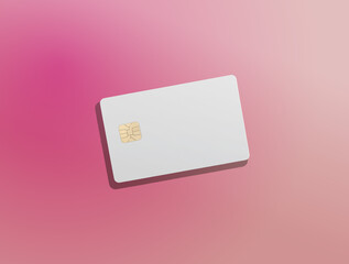Bank card mock up. Blank plastic cards with gradient design and chip detail, flying and lying in