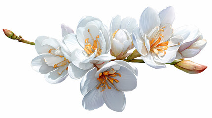 Watercolor Illustration of Arka Flower (Calotropis gigantea) – Sacred Purple and White Petals with Green Buds on White Background

