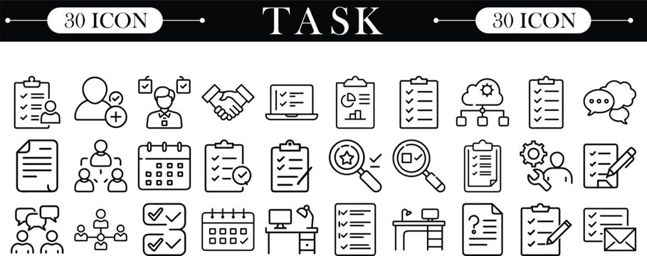 set of business icons on white background