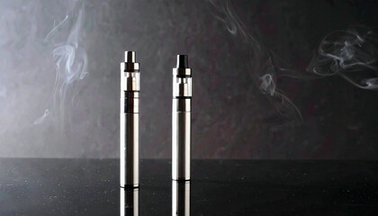 Electronic Cigarette Vape Smoke Coming On Dark Background