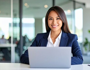 portrait of a smiling businesswoman working in a office