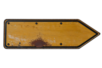  Rusty Yellow Arrow Sign isolated on transparent background