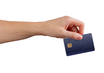 Card in hand. Female client holding bankcard for payment, finance, commerce, shopping, bonus,