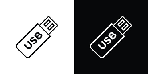Obraz premium USB pendrive icon in black. flat graphic vector icon