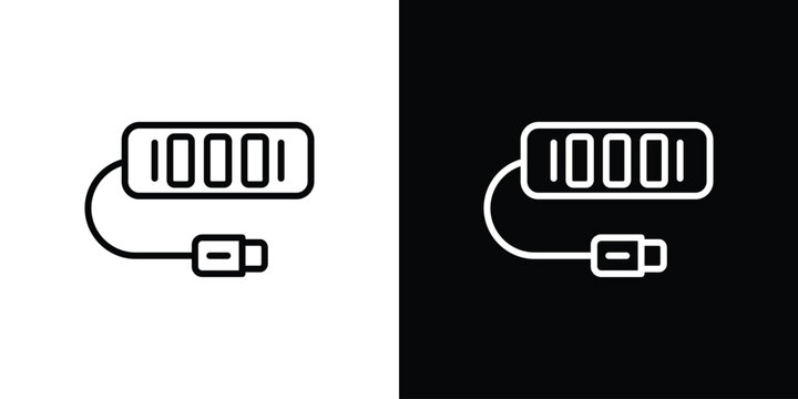 USB hub icon in black. flat graphic vector icon