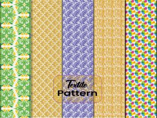 Textile Pattern designs with various shapes like round, triangular etc. and customizable colors like off-white, green, sky blue, pink, orange, blue etc.