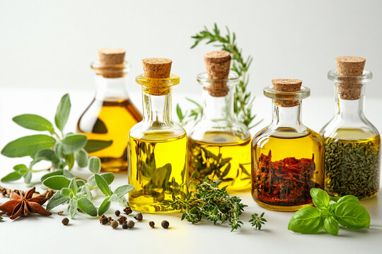 Collection of herbs and oils for culinary delight Generative AI