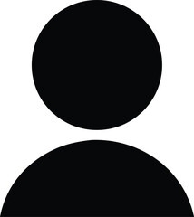 minimal solid black user avatar icon isolated on white background, generic person profile symbol for apps, websites, and ui design