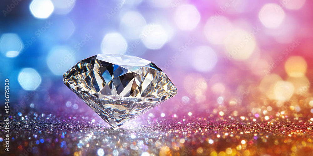 Poster sparkling diamond captures light in vibrant colors generative ai