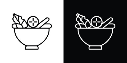 Vegetable salad meal icon in black. flat graphic vector icon