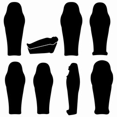 Egyptian sarcophagus set of coffin in black