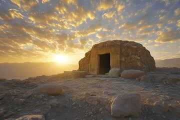 The empty tomb at sunrise