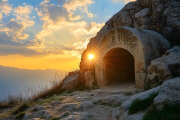 The empty tomb at sunrise