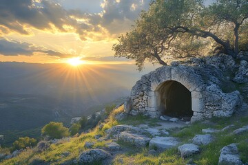 The empty tomb at sunrise