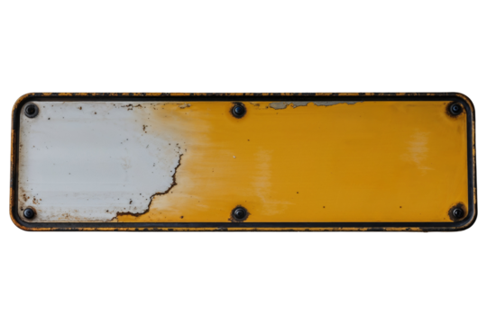 Old Blank Road Sign with Rust and Peeling Paint isolated on transparent background