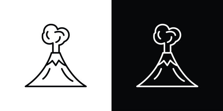 Volcano icon in black. flat graphic vector icon