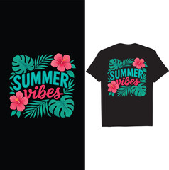 Good Vibes Summer Typography - Tropical Beach Letters SVG, Beach Quote PNG, Colorful Beach Design