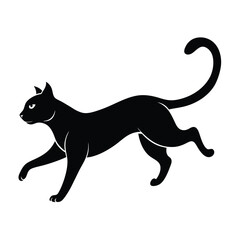 Black cat silhouette vector illustration of a domestic feline pet design