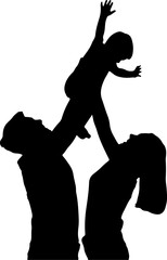 silhouette of a parents and girl