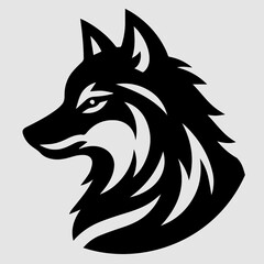 Fototapeta premium Hand drawn wolf head silhouette