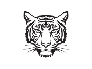 Tiger Silhouette Minimal Line Art
