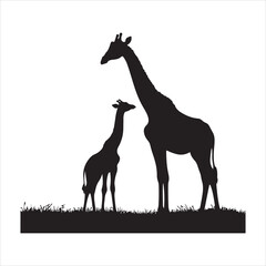 Fototapeta premium Silhouette vector of a giraffe standing on a white background