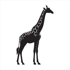 Silhouette vector of a giraffe standing on a white background