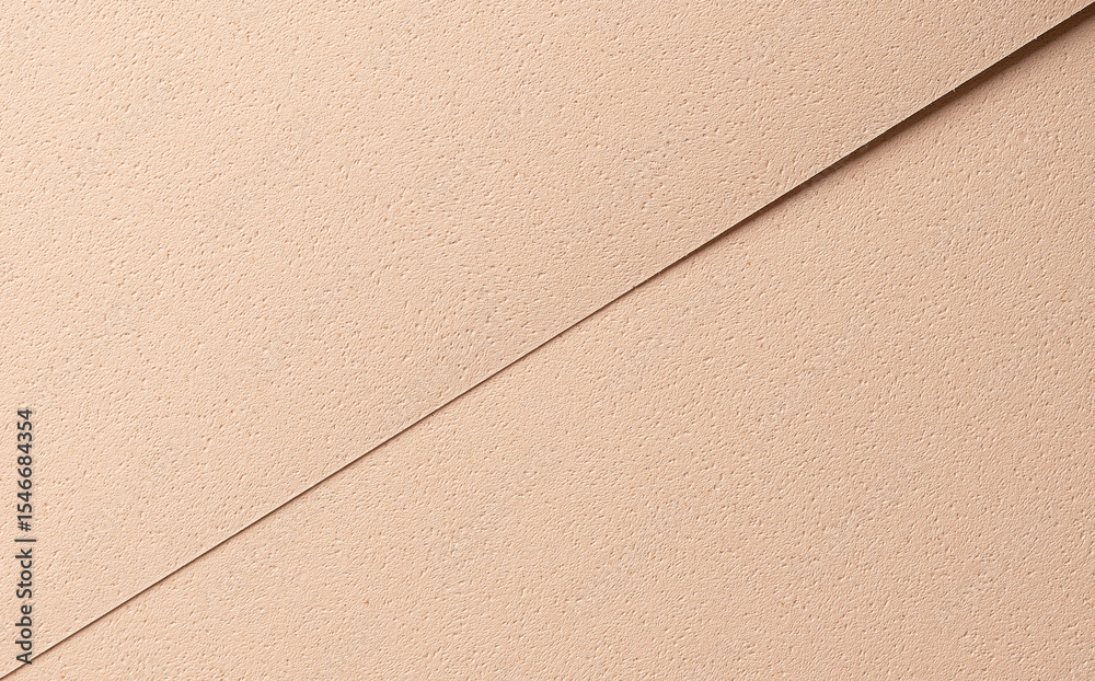 Poster Designer paper closeup with geometric punched shapes and overlapping sheets. Beige and cream color