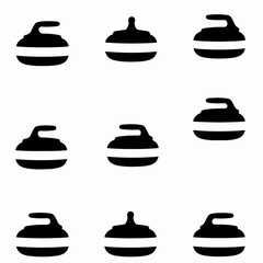 Curling stones icons collection sport graphic