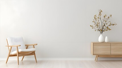 Minimalist White Wall Chair Background