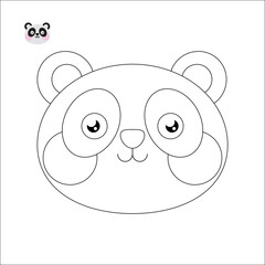 Coloring. Cute outlined faces of jungle and forest animals coloring vector illustrations.