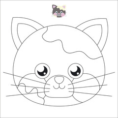 Coloring. Cute outlined faces of jungle and forest animals coloring vector illustrations.