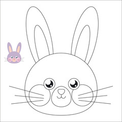 Coloring. Cute outlined faces of jungle and forest animals coloring vector illustrations.